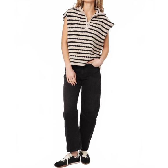 NEW JOHN + JENN arrow sleeveless sweater in almond stripe - Picture 3 of 3